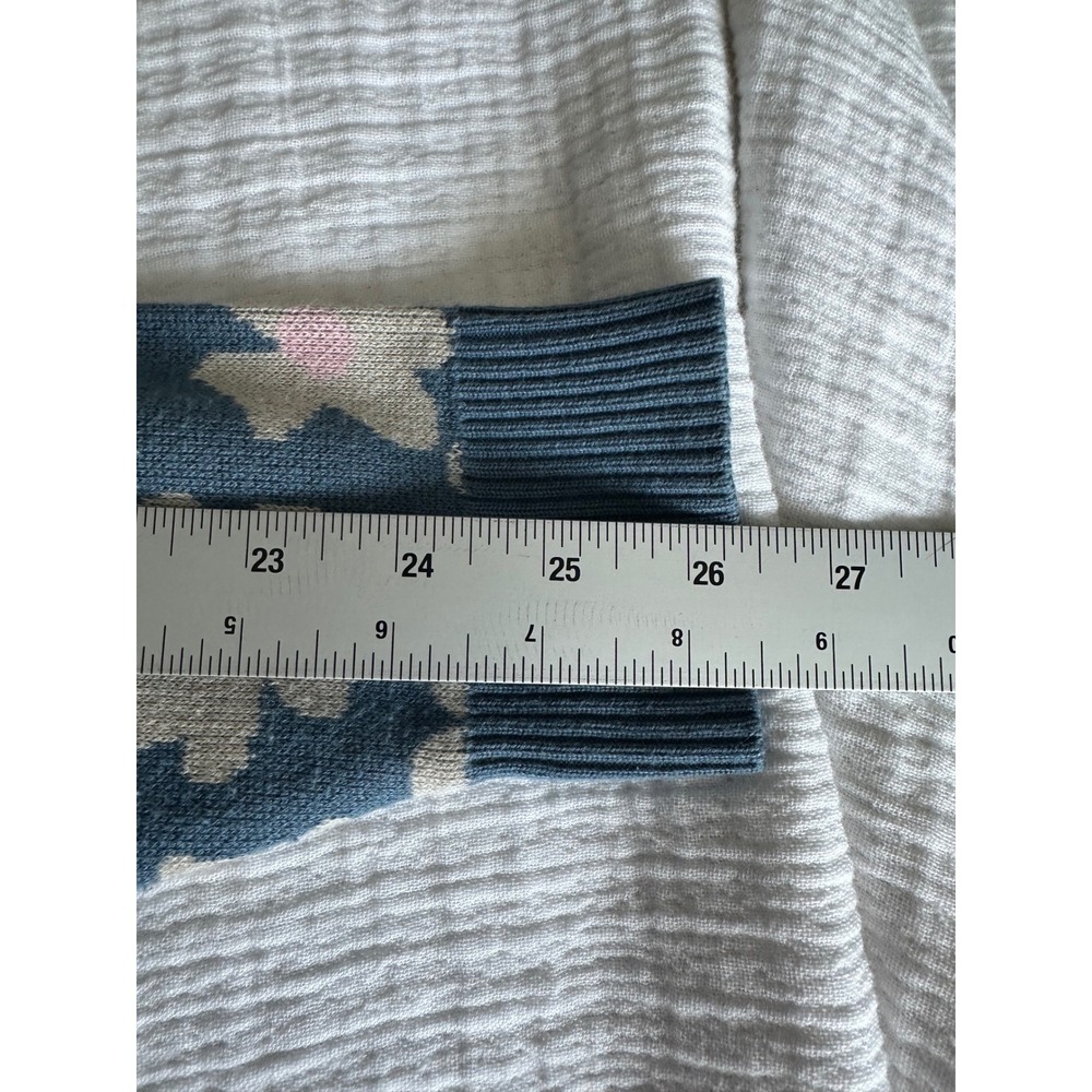 Spiritual Gangster‎ Floral Knit Crewneck Sweater XS Blue Coquette - Picture 8 of 8